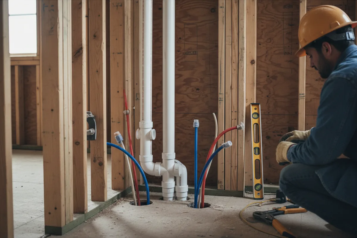 Drain and supply rough-in during Toilet Repair and Installation in Cat Spring